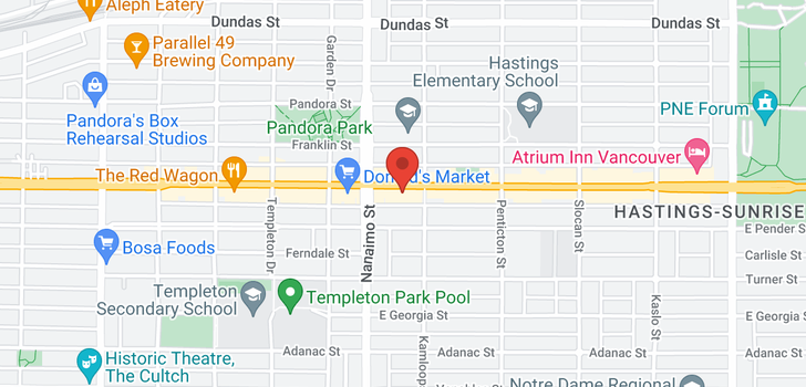 map of 2466 E HASTINGS STREET